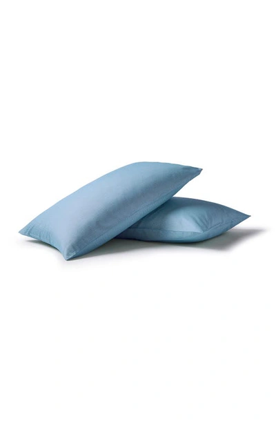 Shop Night Lark Herringbone 2-pack Pillowcases In Fjord Blue