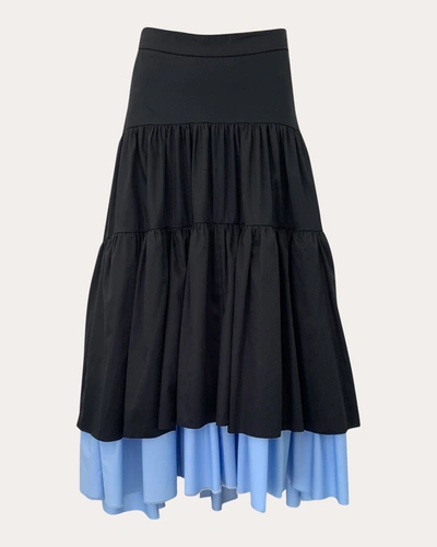 Shop Hellessy Women's Alyssa Tiered Peekaboo Skirt In Black/shadow Blue