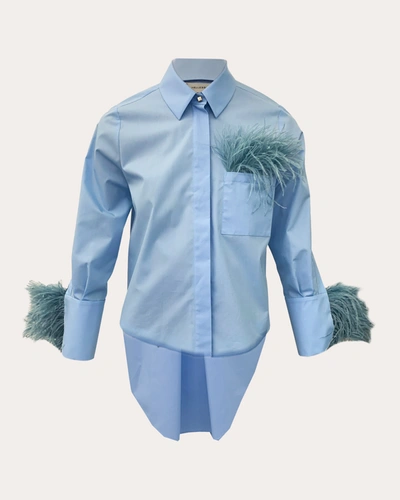Shop Hellessy Women's Anatole Feathered Poplin Shirt In Blue