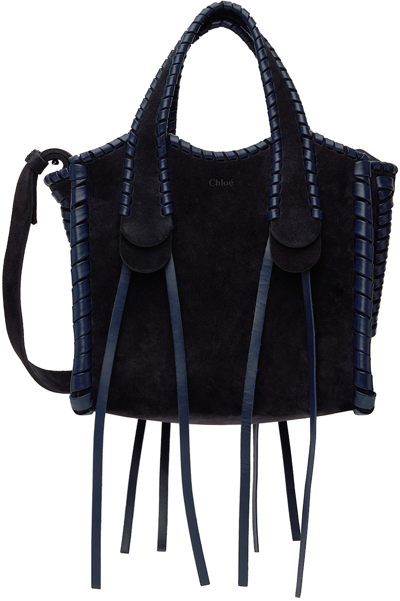 Shop Chloé Navy Small Mony Tote In 48c Midnight Blue