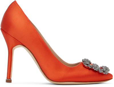Manolo Blahnik Hangisi 90 Crystal Embellished Satin Pumps In 8044 Dora