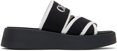 Chloé Mila Crossover-strap Slides In 90k White - Black 1