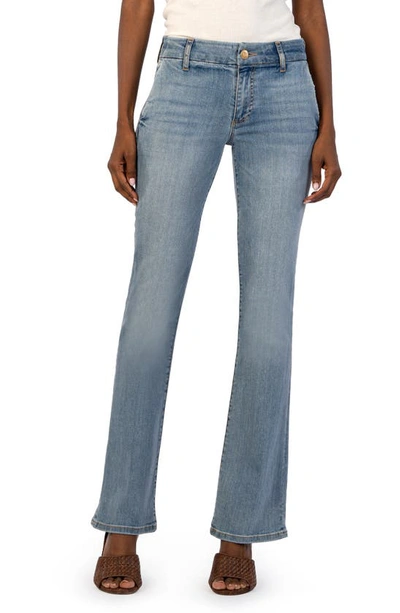 Shop Kut From The Kloth Natalie Mid Rise Trouser Flare Jeans In Moment