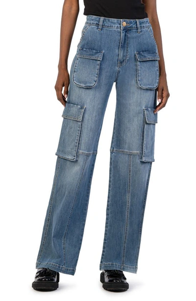 Shop Kut From The Kloth Jodi Fab Ab High Waist Wide Leg Cargo Jeans In Planned