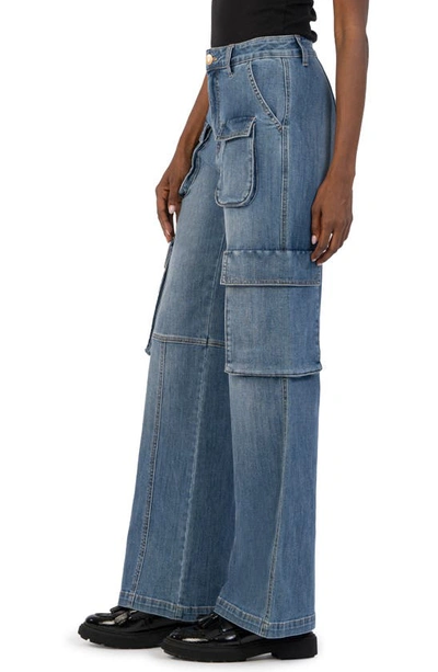 Shop Kut From The Kloth Jodi Fab Ab High Waist Wide Leg Cargo Jeans In Planned
