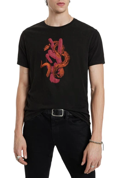Shop John Varvatos Peace Snake Cotton Graphic T-shirt In Black