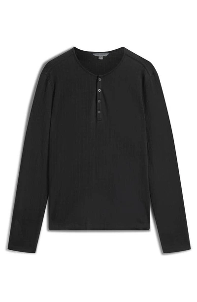 Shop John Varvatos Walden Broken Stitch Henley In Black