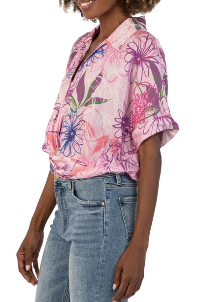 Shop Kut From The Kloth Rebel Floral Twist Front Top In Pamplona-lavender Wish