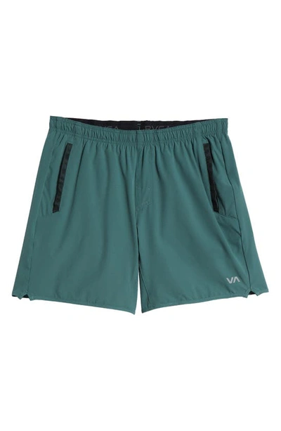 Shop Rvca Yogger Stretch Athletic Shorts In Pine Grey
