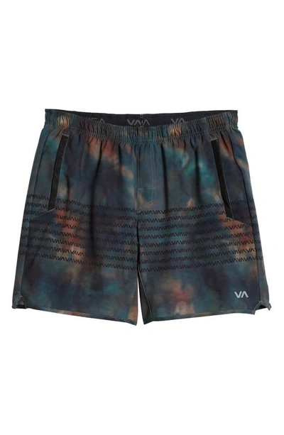 Shop Rvca Yogger Stretch Athletic Shorts In Camo Wash Stripe