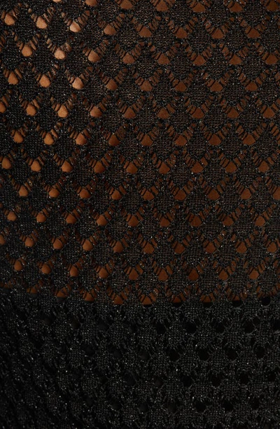 Shop Tom Ford Metallic Openwork Long Sleeve Sweater Dress In Black