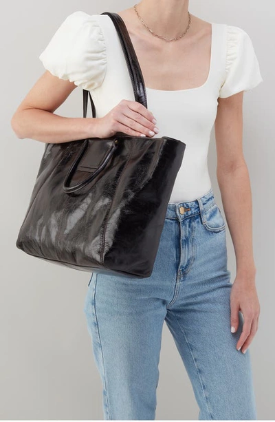 Shop Hobo Sheila East/west Leather Tote In Black