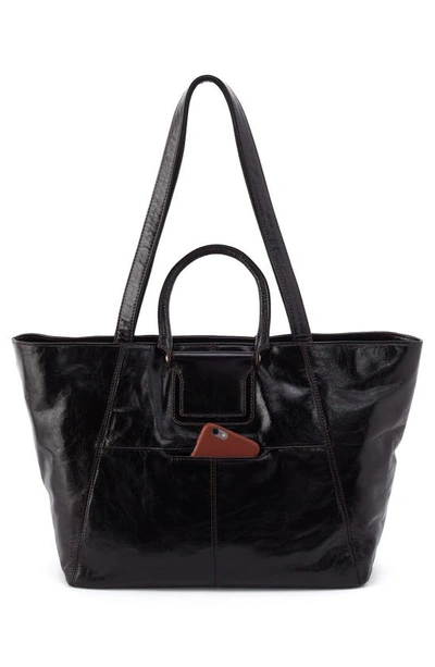Shop Hobo Sheila East/west Leather Tote In Black