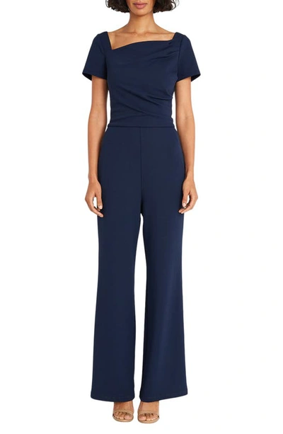 Shop Maggy London Short Sleeve Sheath Jumpsuit In Navy Blazer