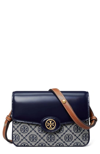 Tory Burch Robinson T Monogram Convertible Shoulder Bag In Tory Navy