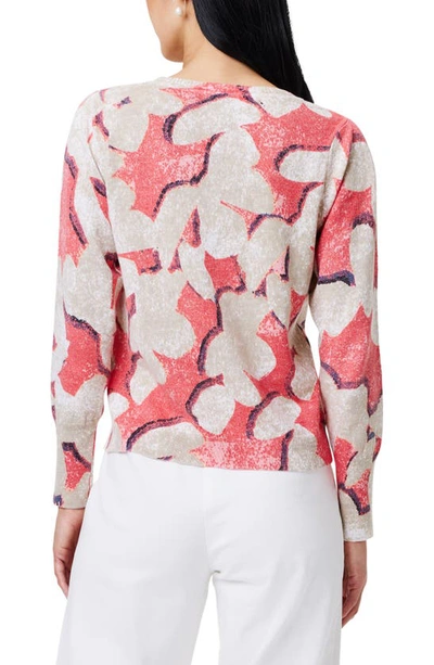 Shop Nic + Zoe Rolling Reef Print Crewneck Sweater In Orange Multi