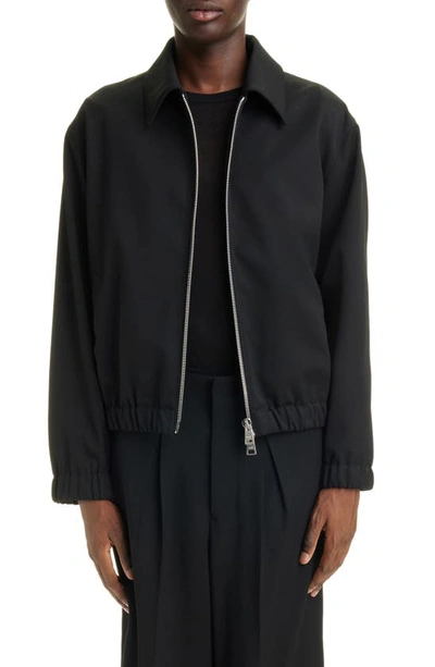Shop Ami Alexandre Mattiussi Ami De Coeur Wool Twill Blouson Jacket In Black