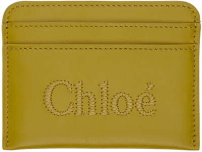 Shop Chloé Khaki Sense Card Holder In 36l Amber Green