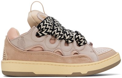 Shop Lanvin Pink Leather Curb Sneakers In 51 Pale Pink