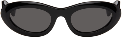 Shop Bottega Veneta Black Bombe Round Sunglasses In 001 Shiny Black
