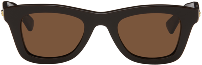 Shop Bottega Veneta Brown Wayfarer Acetate Sunglasses In 003 Brown