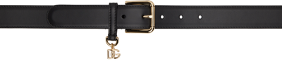 Shop Dolce & Gabbana Black Logo Charm Belt In 80999 Nero