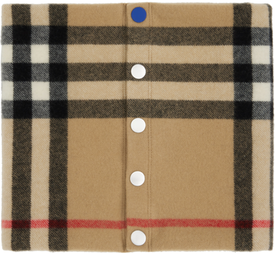 Shop Burberry Beige Check Cashmere Snood In Archive Beige