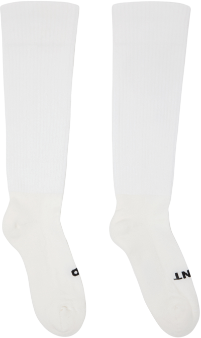 Shop Rick Owens Drkshdw White 'so Cunt' Socks In 119 Milk/black