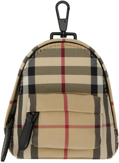 Shop Burberry Beige Backpack Keychain In Archive Beige