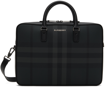 Shop Burberry Black Slim Ainsworth Briefcase In Charcoal