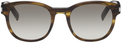 Shop Saint Laurent Tortoiseshell Sl 620 Sunglasses In Havana-crystal-brown