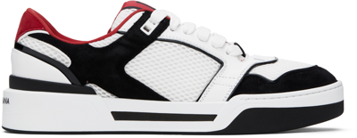 Shop Dolce & Gabbana White & Black Mixed-material New Roma Sneakers In 89690 Nero/bianco