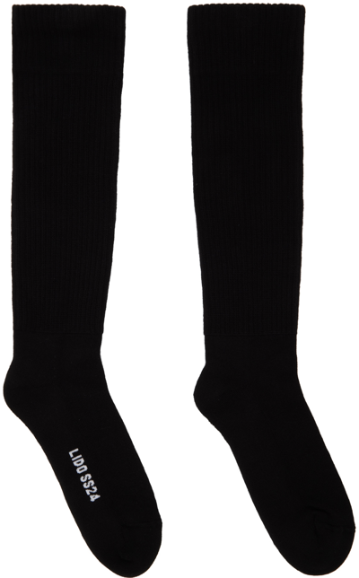 Shop Rick Owens Black Knee High Socks In 0911 Black/milk