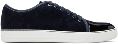 Shop Lanvin Navy Dbb1 Patent Captoe Sneakers In 24 Dark Blue