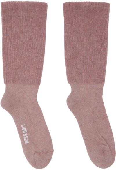 Shop Rick Owens Pink Mid Calf Socks In 6311 Dusty Pink/milk
