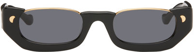 Shop Nanushka Black Zorea Half-moon Sunglasses