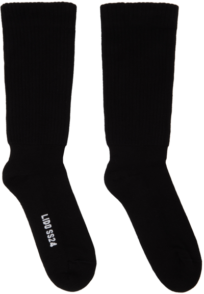 Shop Rick Owens Black Mid Calf Socks In 0911 Black/milk