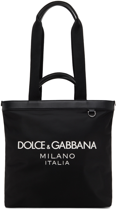 Shop Dolce & Gabbana Black Logo Tote In Nero/nero