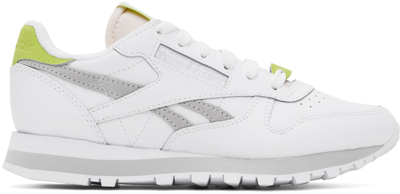Shop Reebok White Classic Leather Sneakers In Ftwwht/pugry2/aciyel