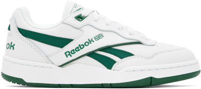 Shop Reebok White & Green Bb 4000 Ii Sneakers In Purgry/drkgrn/purgry
