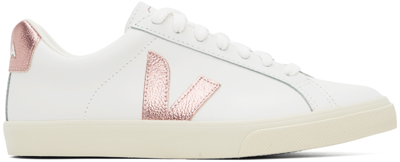 Shop Veja White Esplar Leather Sneakers In Extra White/nacre