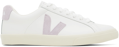 Shop Veja White Esplar Leather Sneakers In Extra White/parme