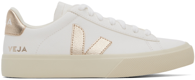 Shop Veja White Campo Chromefree Leather Sneakers In Extra White/platine