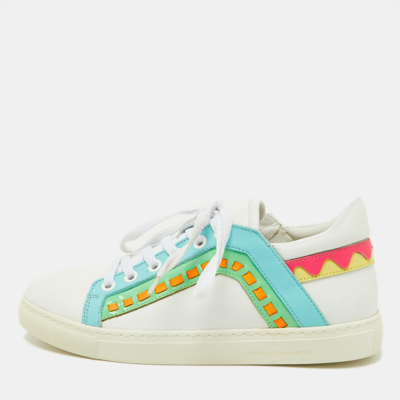 Pre-owned Sophia Webster Multicolor Leather Riko Sneakers Size 38.5 In White
