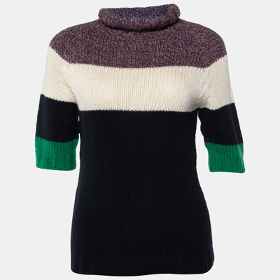 Pre-owned Marni Black Colorblock Wool & Cashmere Knit Sweater S