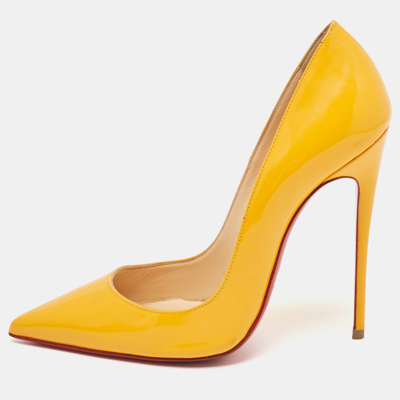 Pre-owned Christian Louboutin Orange Patent So Kate Pumps Size 37.5