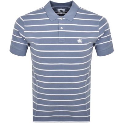 Shop Pretty Green Orion Stripe Polo T Shirt Blue
