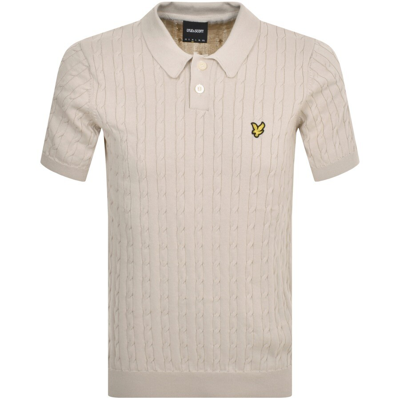 Shop Lyle & Scott Lyle And Scott Cable Knitted Polo T Shirt Beige