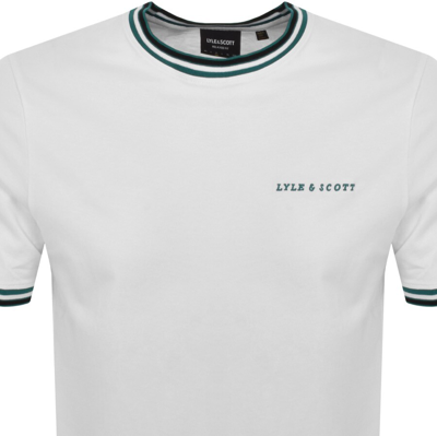 Shop Lyle & Scott Lyle And Scott Embroidered Tipped T Shirt White
