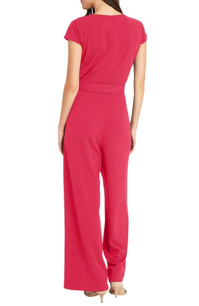 Shop Maggy London Cap Sleeve Belted Jumpsuit In Teaberry